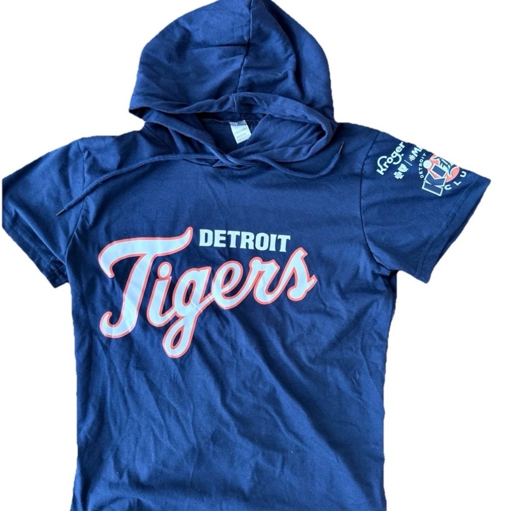 Detroit Tigers Kids Club Youth Small Short Sleeve Hoodie T-Shirt